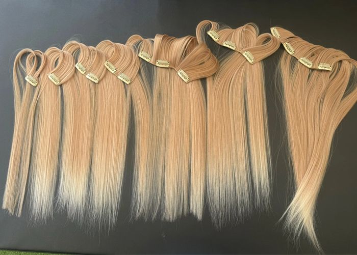 Mèches blonde méché ajout cheveux synthétique extension capillaire amovible pince - photo numéro 2