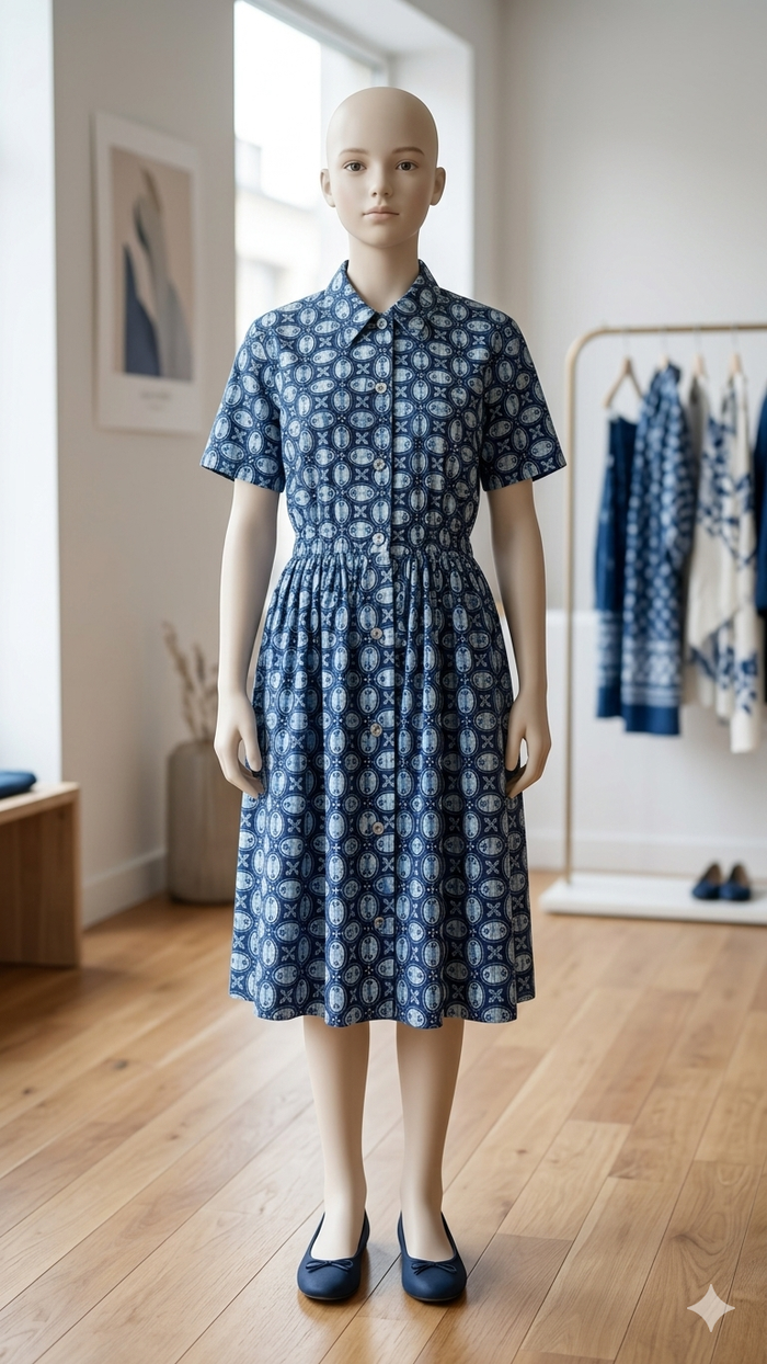 robe manches courtes marine et blanche Taille 14 ans Creeks - photo numéro 2