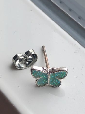 Boucle d’oreille papillon bleu vert turquoise