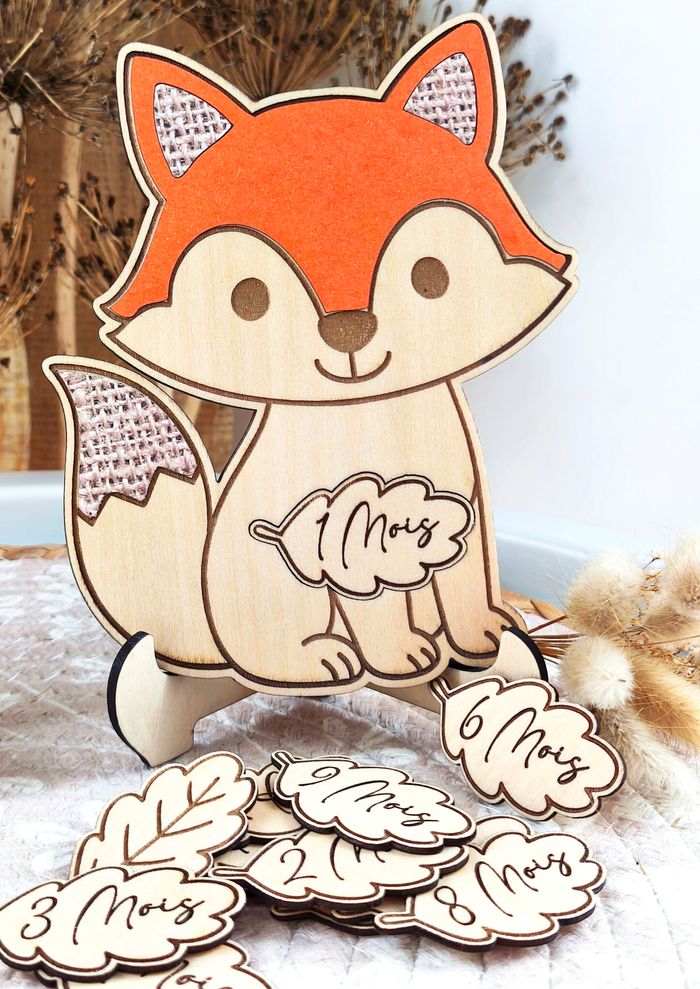 Jolie carte étapes Renard 🦊 en bois - photo numéro 3