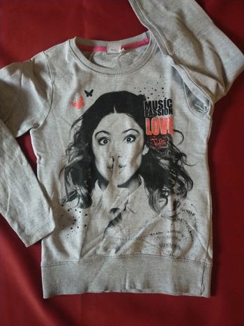Sweat  gris violetta 10 ans
