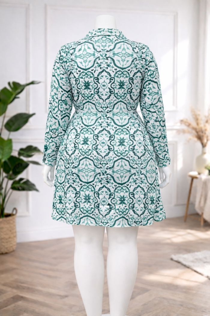 Robe chemise bohème verte et blanche Femme taille 54 marque Missguided 💍 - photo numéro 5