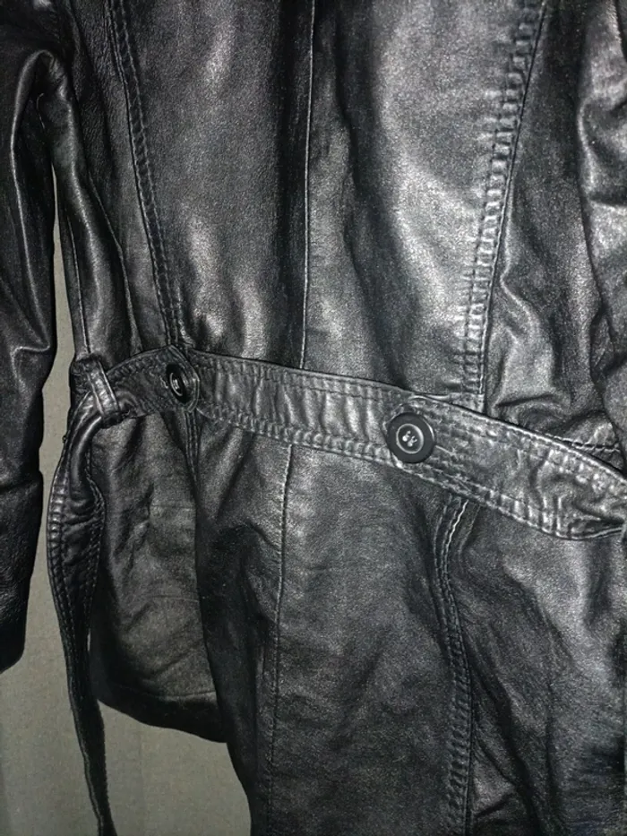 Veste saharienne en cuir véritable - photo numéro 5
