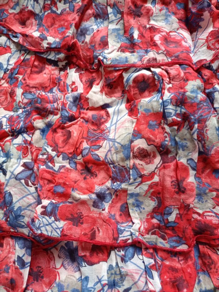 Robe Naf Naf rouge et bleue à volants taille s - photo numéro 3