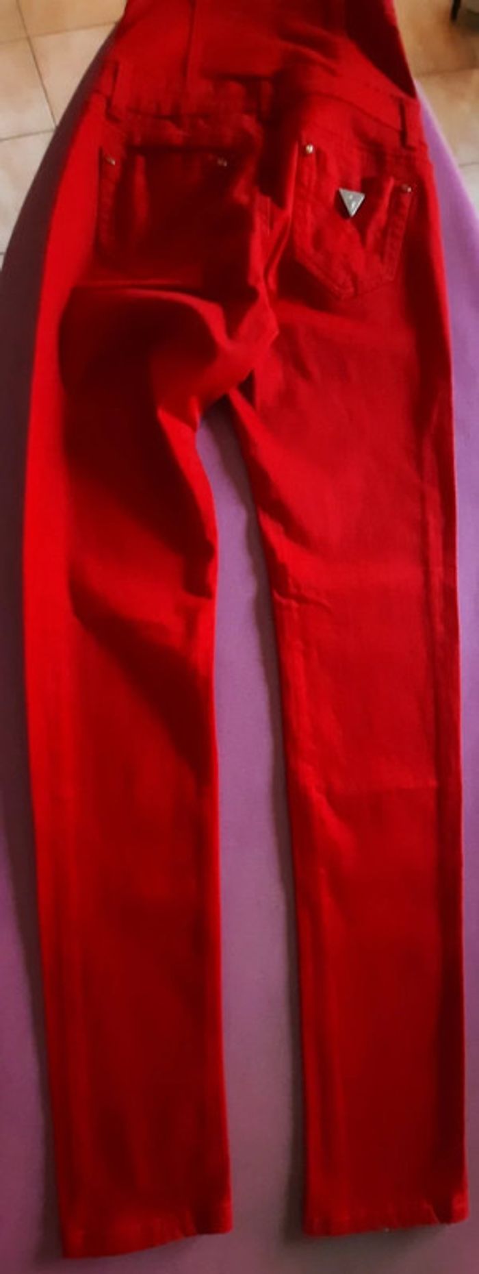 Pantalon taille haute rouge - photo numéro 3