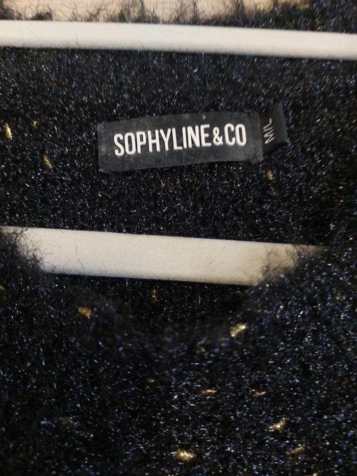 Pull noir poil long  et fil doré - photo numéro 3