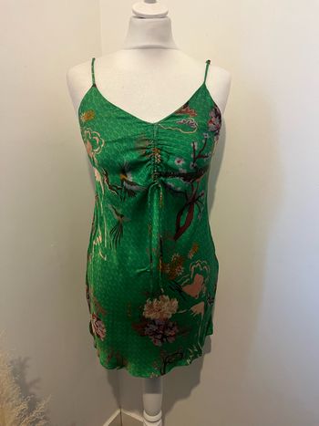 Robe verte à motifs Zara XS