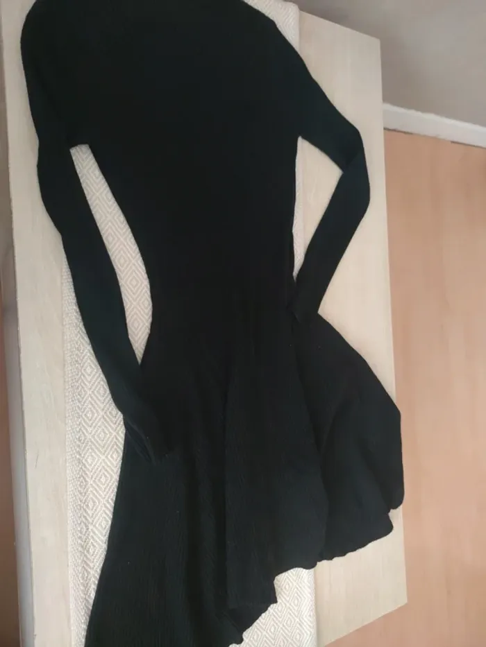 Robe pull moulante 14/16 ans noir côtelé - photo numéro 3