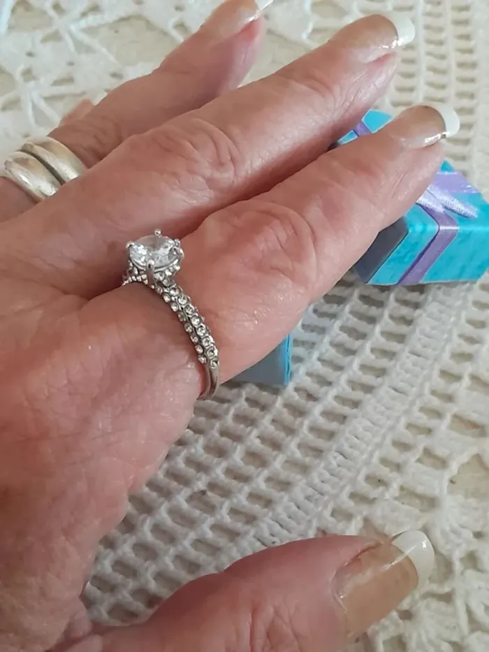 Bague pierre en cristal entourée de strass, taille 60 - photo numéro 5