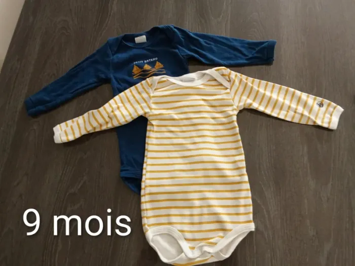 Lot 2 bodies manches longues 9 mois