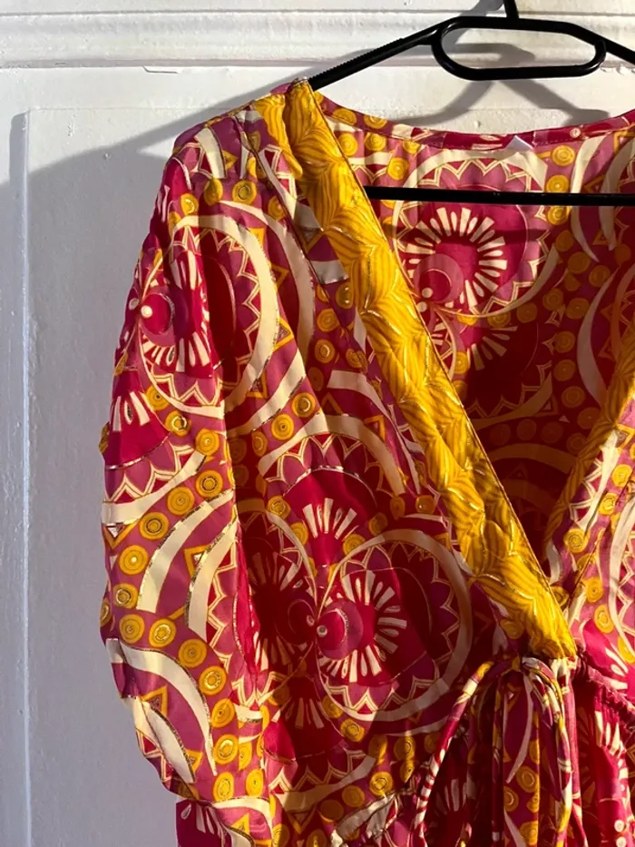 Robe longue d'été rose orange taille unique - photo numéro 2