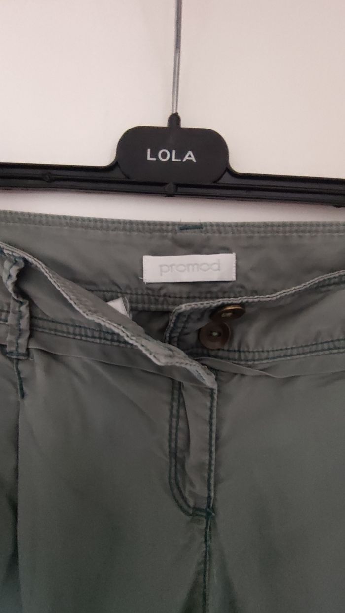 Pantalon femme en toile marque Promod taille 42 couleur kaki - photo numéro 3