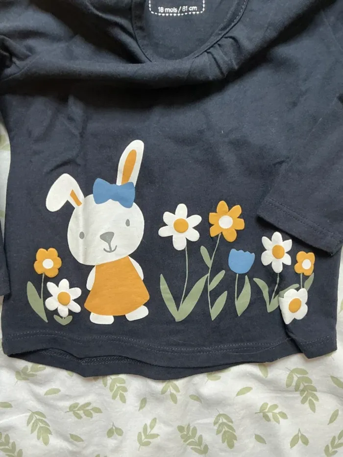 teeshirt manches longues marine dessin devant 18 mois FPC - photo numéro 5