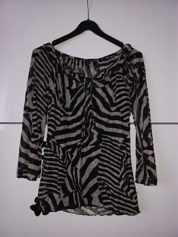 Blouse zébrée doublée bicolore comme neuve taille 38 Boutique Indépendante