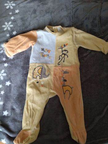 Pyjama velours jaune orange blanc