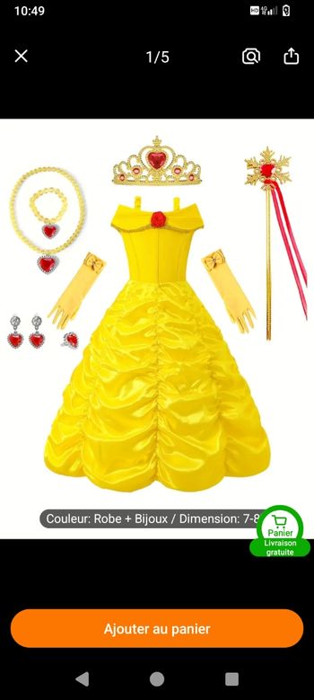 Déguisement princesse avec ses accessoires taille 7 -8 ans neuf