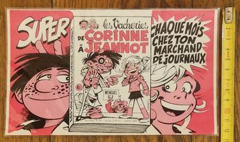 Ancienne petite publicité plastifiée corinne et jeannot Vintage