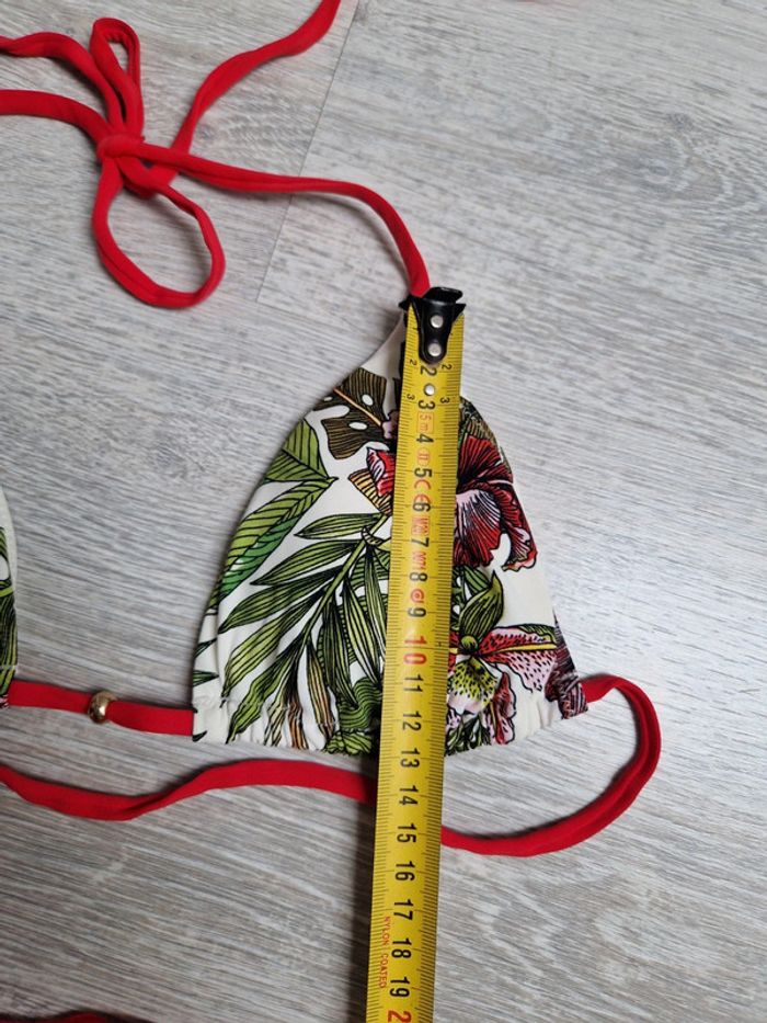 Maillot de bain bikini 2 pièces Etam fleurs tropicales étiquette de taille coupée convient à un 34 - photo numéro 5