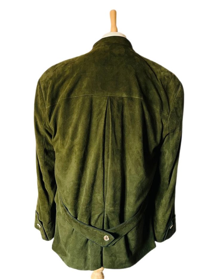 🌲Veste blazer cuir daim vert sapin vintage autrichien trachten suede leather blazer🌲 - photo numéro 9