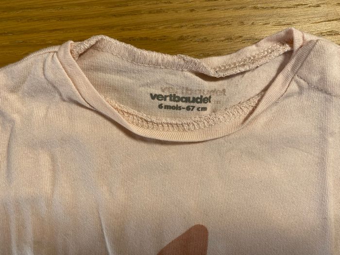 Vertbaudet T-shirt renard rose pâle Taille 6 mois - photo numéro 4