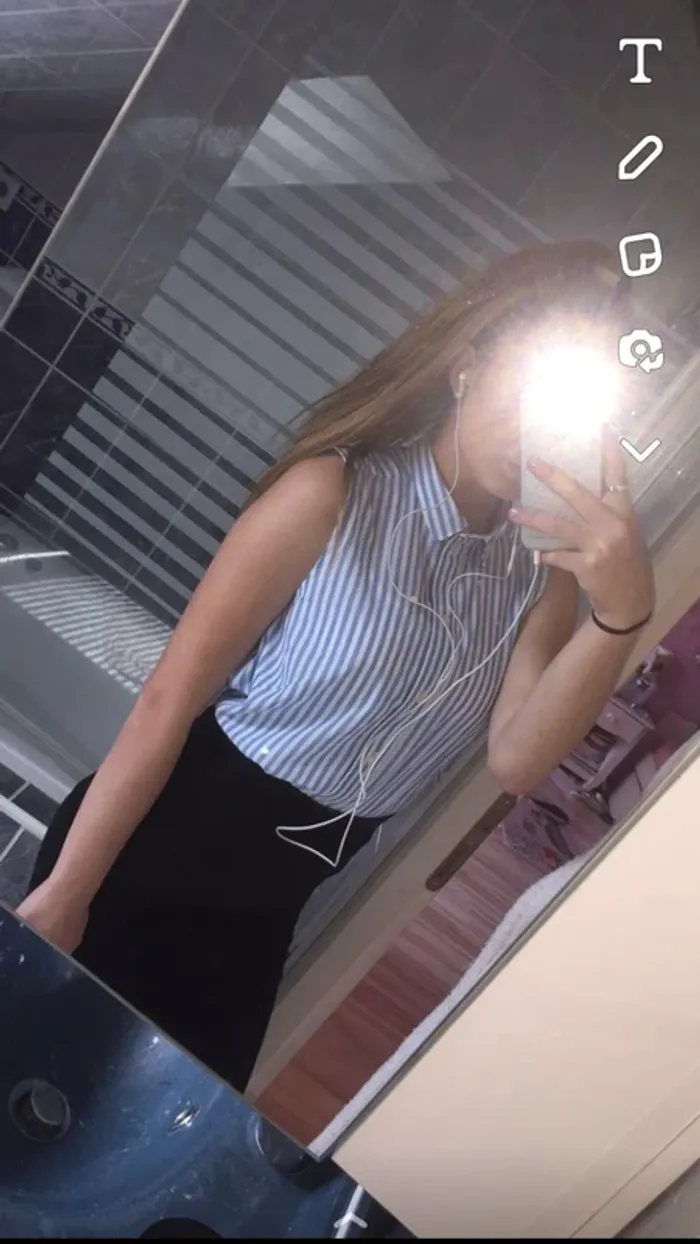 chemise longue femme a rayures bleu et blanc (XS / Femme) - photo numéro 5