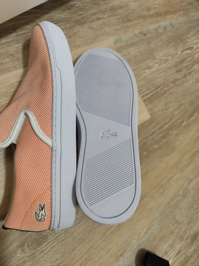 Baskets slip on Lacoste toile abricot blanc 41 neuves - photo numéro 5