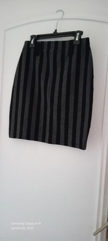 Jupe courte droite à rayures gris noir femme 38 pimkie
