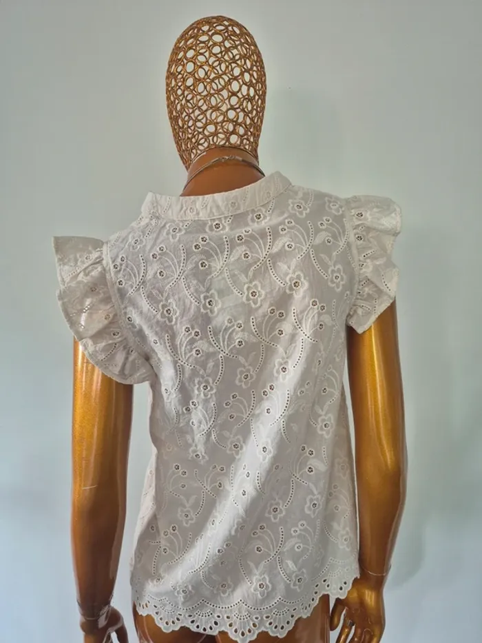 Blouse en dentelle Crème Femme Taille M/38 - photo numéro 2