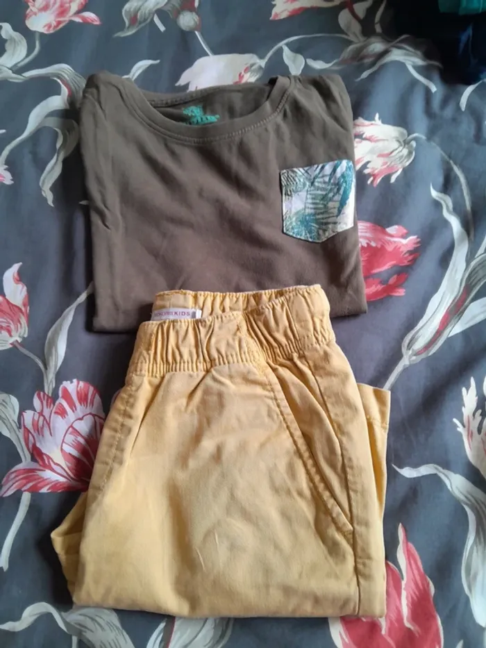 Short et tee short  jaune 6 ans - photo numéro 2