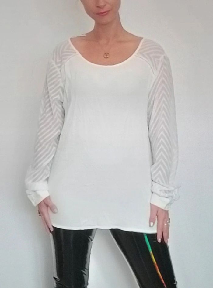 Blouse blanche chic manches voile taille 42