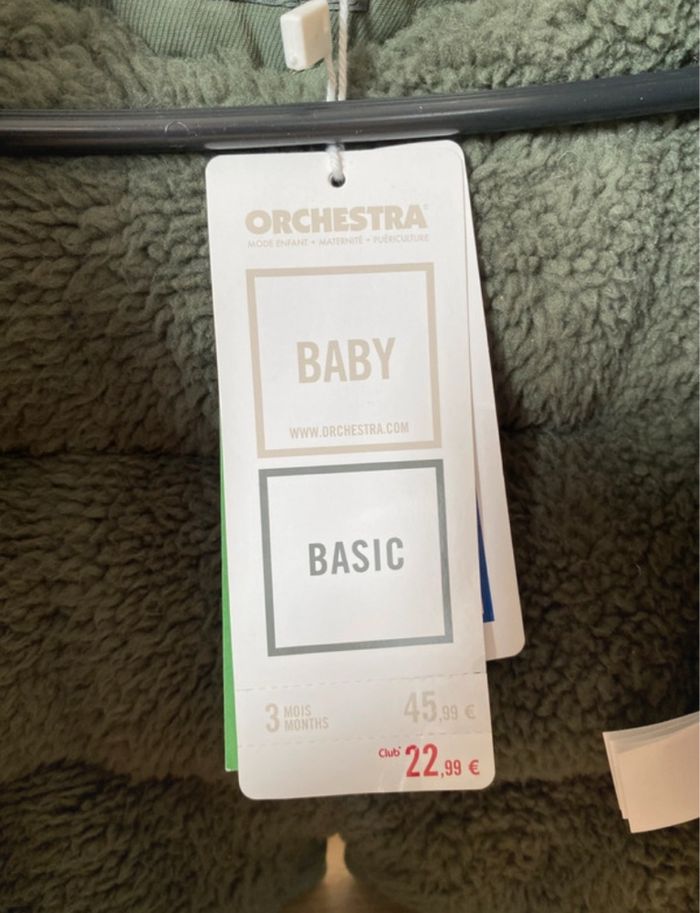 Manteau bébé garçon kaki taille 3 mois Orchestra neuf - photo numéro 3