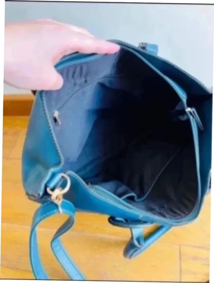 Sublime sac à main bleu turquoise canard avec poignée et bandoulière - photo numéro 6