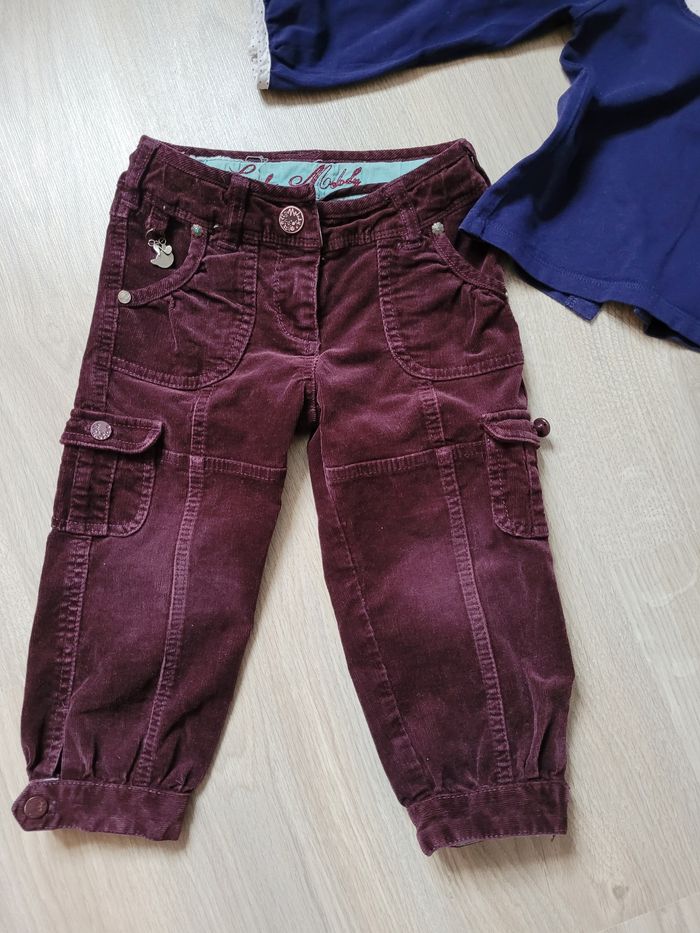Pantalon velours et tee-shirt manches longues col chemise 24 mois 86 cm Sergent-major - photo numéro 2