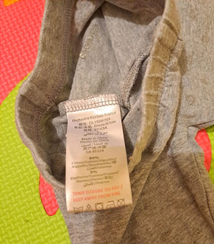 Legging gris clair pailletté, orchestra, taille 3 mois (60 cm) - photo numéro 4