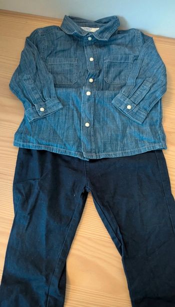 Ensemble chemise jean + pantalon 12 mois bout'chou