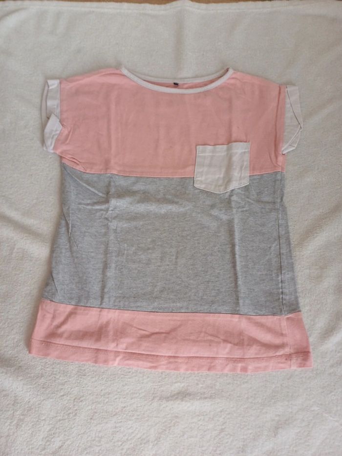 T-shirt gris et rose 10 ans