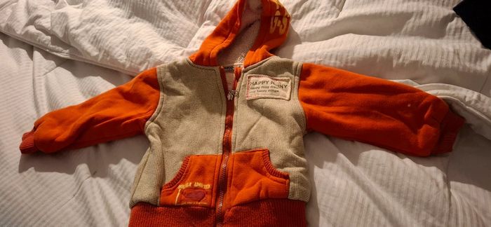 Veste bébé beige et orange. 12-18M