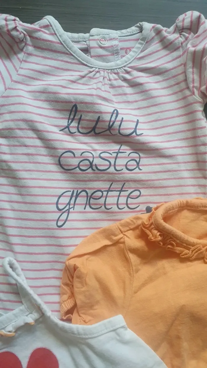 Lot 12 mois manche courte fille bodie Tee-shirt - photo numéro 3