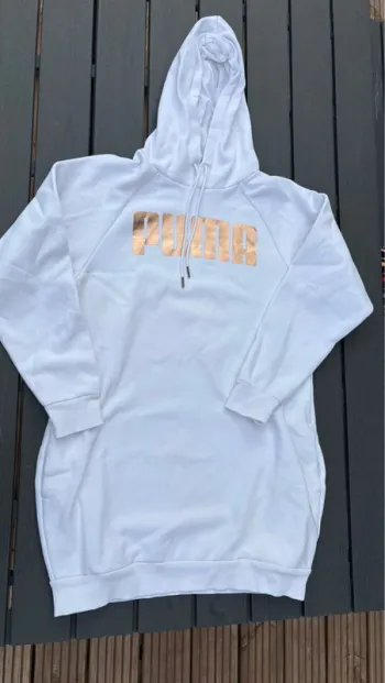Pull long à capuche blanc puma taille XS