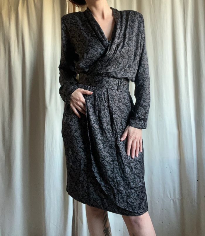 Sublime robe midi Laura Ashley vintage made in UK 🇬🇧 witchy classy - Taille M - photo numéro 6