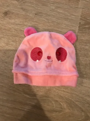 Bonnet panda rose neuf 9-12 mois