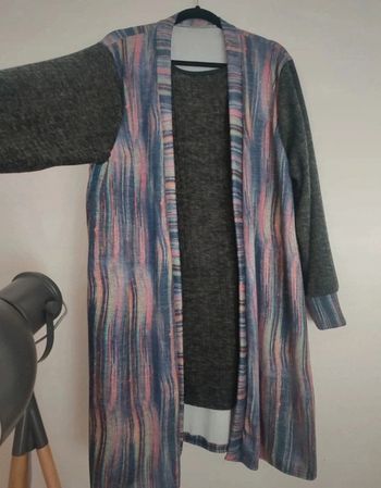 Pull gilet deux en un long avec imprimé taille  grand