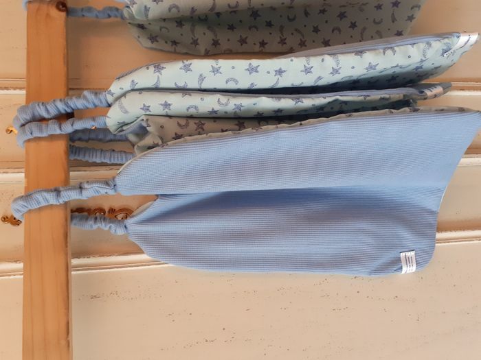 Bavoirs - Lot de 4 Serviettes de cantine maternelle élastiquées Bio Etoile bleue (R11/2025) - photo numéro 3