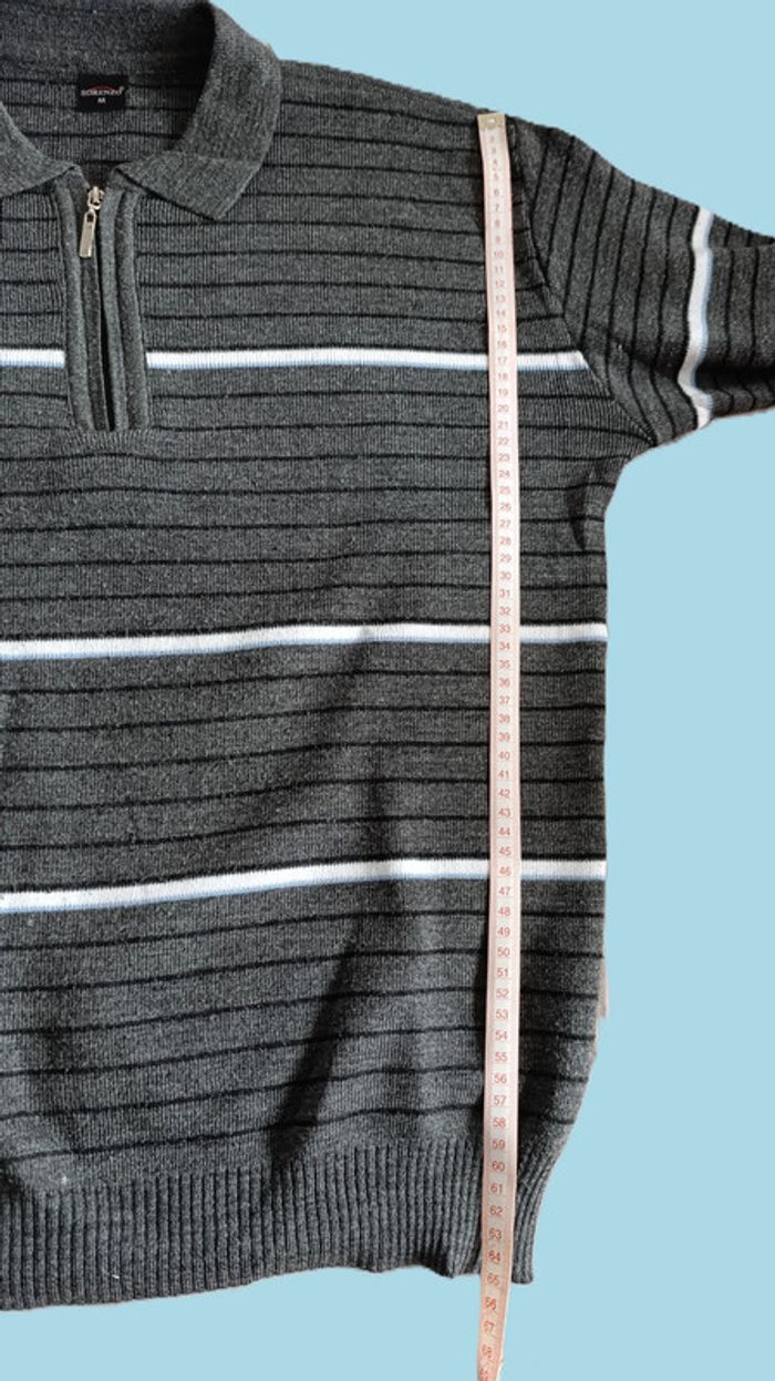 Pull gris à rayures homme. Sorenzo. Taille M. - photo numéro 6
