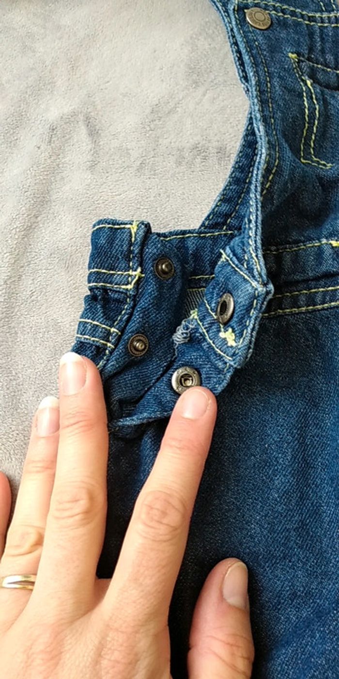 Salopette short jeans Garçon 12 mois Mes petits cailloux 100% coton - photo numéro 8
