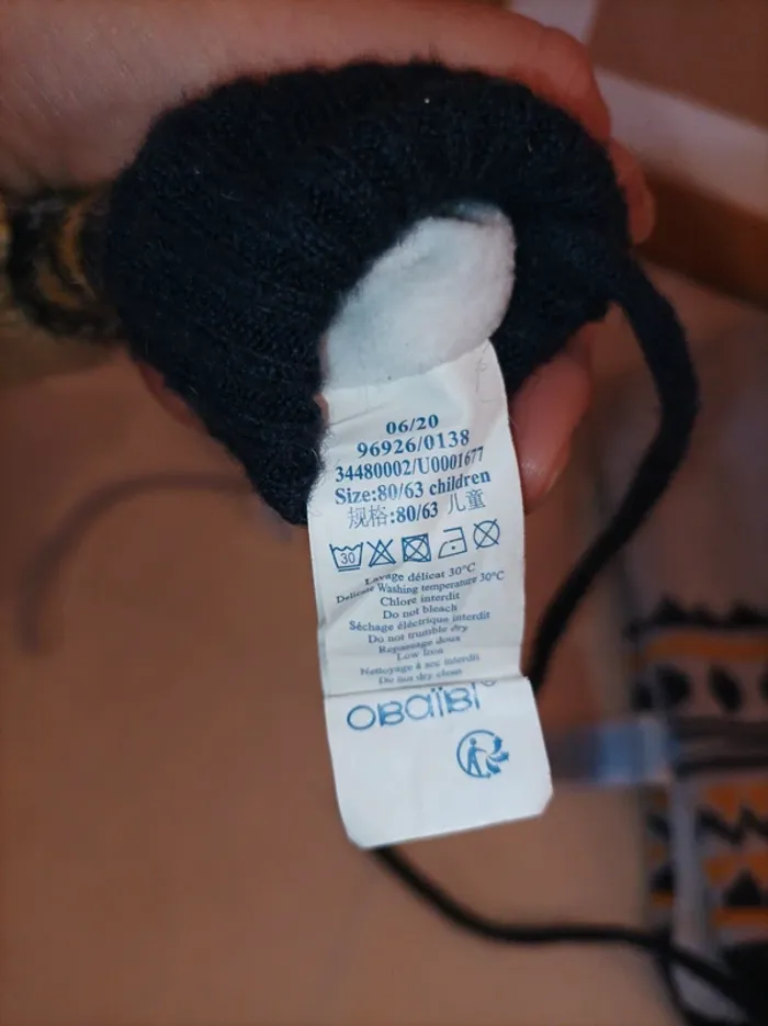 Ensemble bonnet, écharpe et moufles Obaïbi garçon 12/18 mois - photo numéro 3