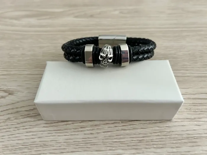 Bracelet Biker Tête de Mort Neuf