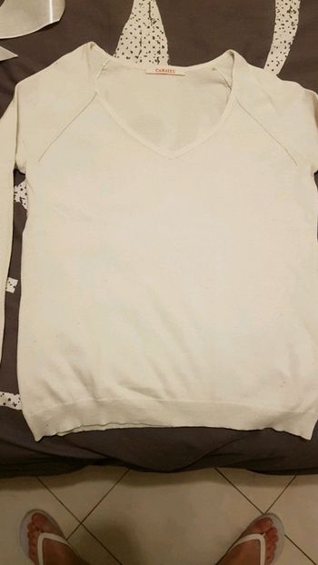 Pull col v blanc
