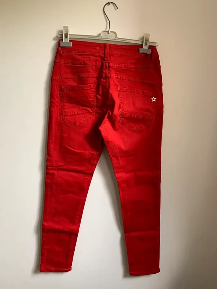 Jean slim taille haute rouge Newplay – XS/34 - photo numéro 3