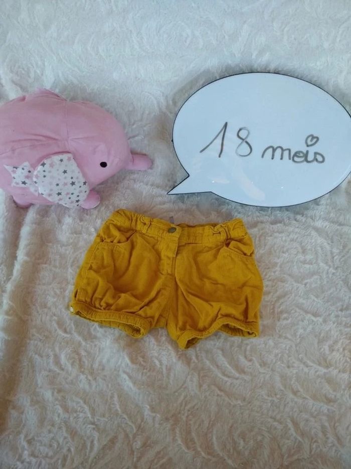 Short Fille 18 mois velours jaune moutarde Orchestra 100% coton
